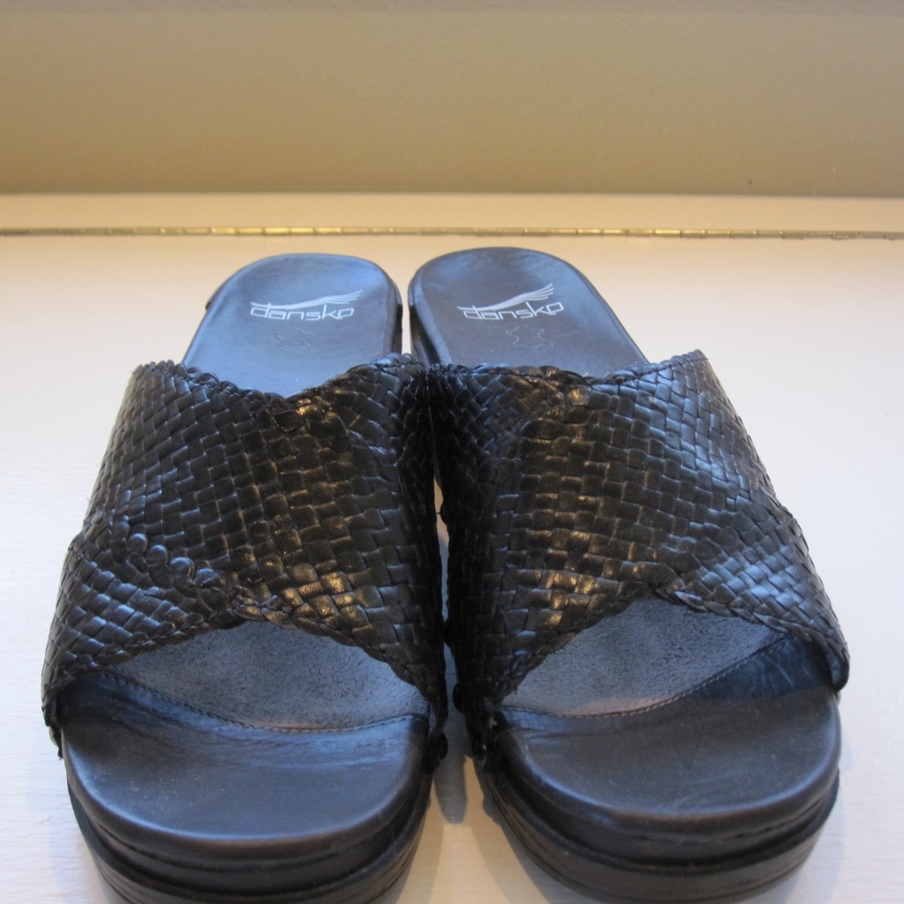 Dansko Black Leather Clogs Mules Sandals
